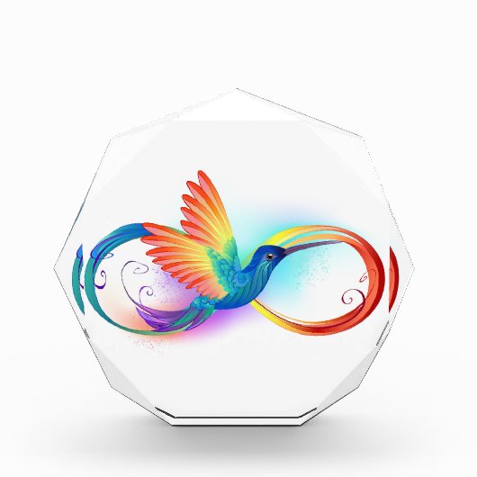 Rainbow Hummingbird mit dem Symbol Unendlichkeit Fotoblock (Vorderseite)