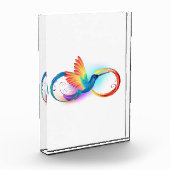 Rainbow Hummingbird mit dem Symbol Unendlichkeit Fotoblock (Links)