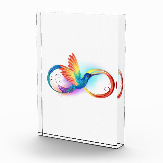 Rainbow Hummingbird mit dem Symbol Unendlichkeit Fotoblock (Rechts)