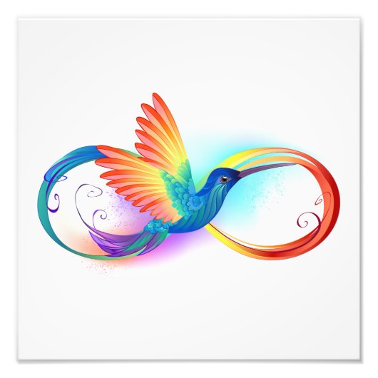 Rainbow Hummingbird mit dem Symbol Unendlichkeit Fotodruck (Vorne)
