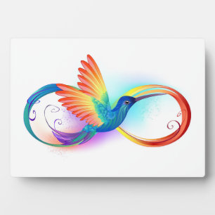 Rainbow Hummingbird mit dem Symbol Unendlichkeit Fotoplatte