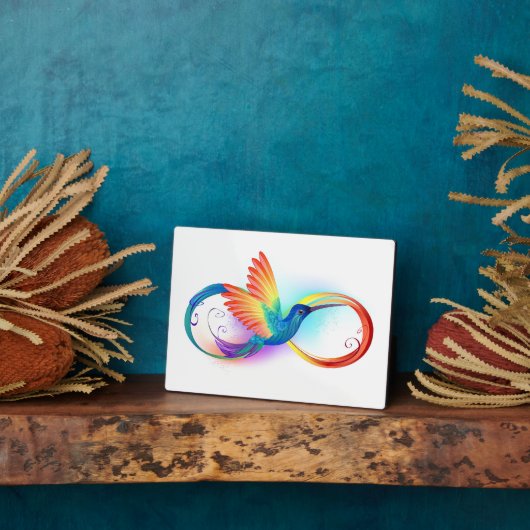 Rainbow Hummingbird mit dem Symbol Unendlichkeit Fotoplatte (Seite)