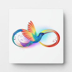 Rainbow Hummingbird mit dem Symbol Unendlichkeit Fotoplatte