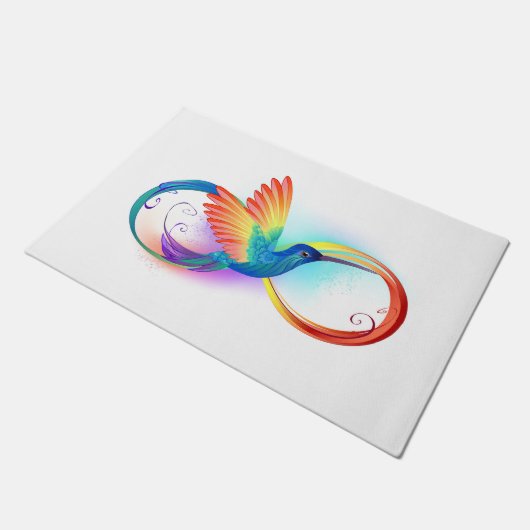 Rainbow Hummingbird mit dem Symbol Unendlichkeit Fußmatte (Schrägansicht)