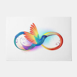 Rainbow Hummingbird mit dem Symbol Unendlichkeit Fußmatte