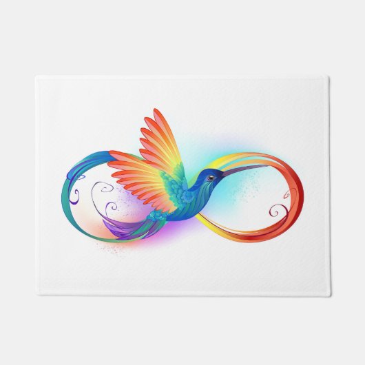 Rainbow Hummingbird mit dem Symbol Unendlichkeit Fußmatte (Vorderseite)