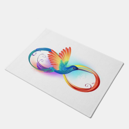 Rainbow Hummingbird mit dem Symbol Unendlichkeit Fußmatte (Schrägansicht)