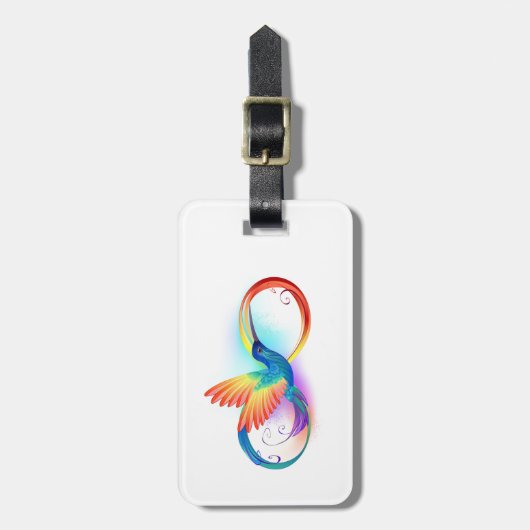 Rainbow Hummingbird mit dem Symbol Unendlichkeit Gepäckanhänger (Vorderseite vertikal)