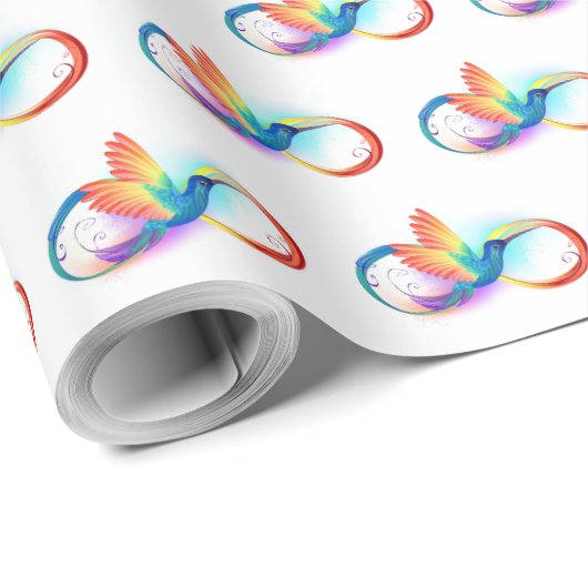 Rainbow Hummingbird mit dem Symbol Unendlichkeit Geschenkpapier (Rolleneckpunkt)