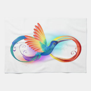 Rainbow Hummingbird mit dem Symbol Unendlichkeit Geschirrtuch