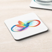Rainbow Hummingbird mit dem Symbol Unendlichkeit Getränkeuntersetzer (Linke Seite)