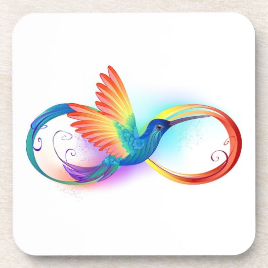 Rainbow Hummingbird mit dem Symbol Unendlichkeit Getränkeuntersetzer (Vorderseite)