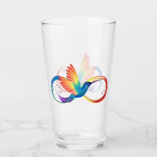 Rainbow Hummingbird mit dem Symbol Unendlichkeit Glas (Vorderseite)