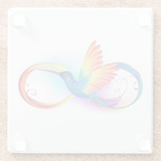Rainbow Hummingbird mit dem Symbol Unendlichkeit Glasuntersetzer (Rückseite)
