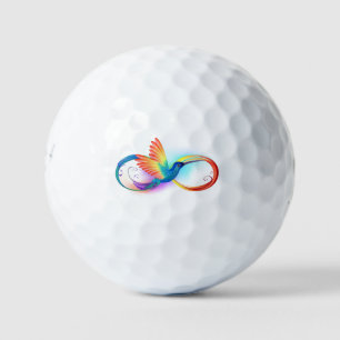 Rainbow Hummingbird mit dem Symbol Unendlichkeit Golfball