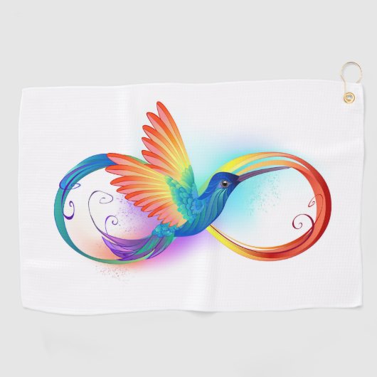 Rainbow Hummingbird mit dem Symbol Unendlichkeit Golfhandtuch (Horizontal)