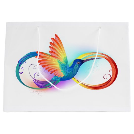 Rainbow Hummingbird mit dem Symbol Unendlichkeit Große Geschenktüte (Vorderseite)