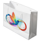 Rainbow Hummingbird mit dem Symbol Unendlichkeit Große Geschenktüte (Vorderseite Schrägansicht)