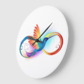 Rainbow Hummingbird mit dem Symbol Unendlichkeit Große Wanduhr (Winkel)