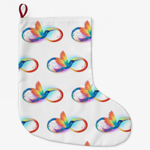 Rainbow Hummingbird mit dem Symbol Unendlichkeit Großer Weihnachtsstrumpf