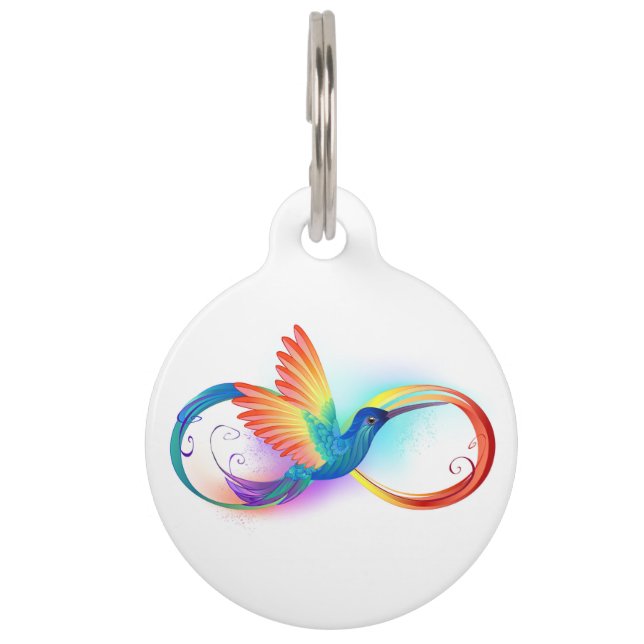 Rainbow Hummingbird mit dem Symbol Unendlichkeit Haustiermarke (Vorderseite)