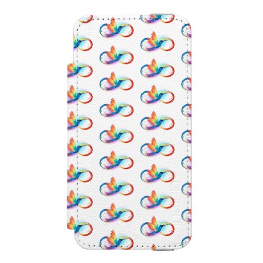 Rainbow Hummingbird mit dem Symbol Unendlichkeit Incipio iPhone Geldbeutel-Hülle (Folio Vorderseite)