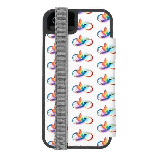 Rainbow Hummingbird mit dem Symbol Unendlichkeit Incipio iPhone Geldbeutel-Hülle (Folio Rückseite)