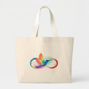 Rainbow Hummingbird mit dem Symbol Unendlichkeit Jumbo Stoffbeutel
