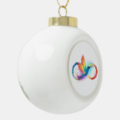 Rainbow Hummingbird mit dem Symbol Unendlichkeit Keramik Kugel-Ornament (Links)