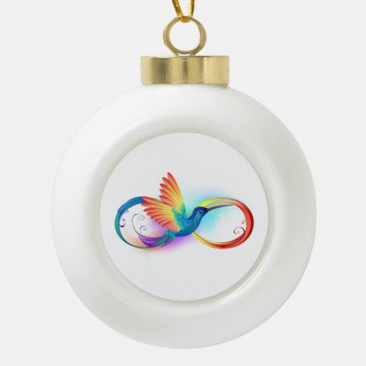 Rainbow Hummingbird mit dem Symbol Unendlichkeit Keramik Kugel-Ornament (Vorderseite)