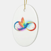 Rainbow Hummingbird mit dem Symbol Unendlichkeit Keramik Ornament (Links)