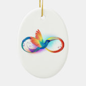 Rainbow Hummingbird mit dem Symbol Unendlichkeit Keramik Ornament (Hinten)