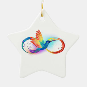 Rainbow Hummingbird mit dem Symbol Unendlichkeit Keramik Ornament