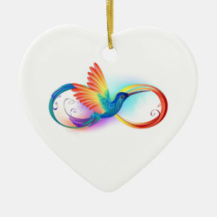 Rainbow Hummingbird mit dem Symbol Unendlichkeit Keramik Ornament