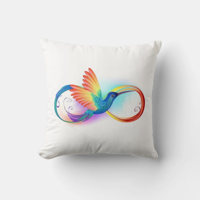 Rainbow Hummingbird mit dem Symbol Unendlichkeit Kissen (Vorderseite)