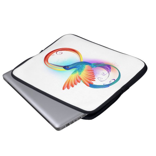Rainbow Hummingbird mit dem Symbol Unendlichkeit Laptopschutzhülle (Vorne Knopf)