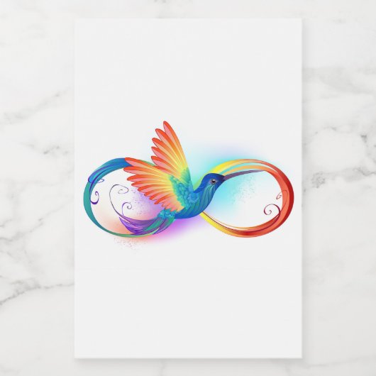 Rainbow Hummingbird mit dem Symbol Unendlichkeit Lebensmitteletikett (Einzelnes Label)