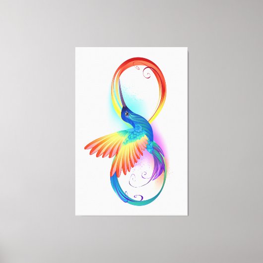 Rainbow Hummingbird mit dem Symbol Unendlichkeit Leinwanddruck (Vorderseite)