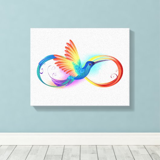 Rainbow Hummingbird mit dem Symbol Unendlichkeit Leinwanddruck (Insitu (Holzboden))