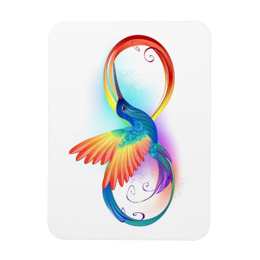 Rainbow Hummingbird mit dem Symbol Unendlichkeit Magnet (Vertikal)