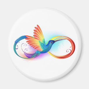Rainbow Hummingbird mit dem Symbol Unendlichkeit Magnet