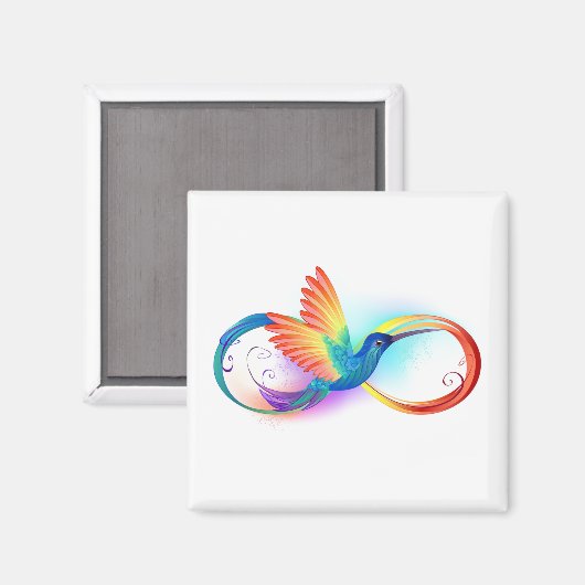 Rainbow Hummingbird mit dem Symbol Unendlichkeit Magnet (Vorderseite/Rückseite)