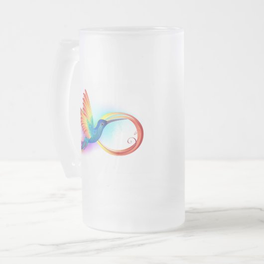 Rainbow Hummingbird mit dem Symbol Unendlichkeit Mattglas Bierglas (Vorderseite Links)