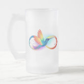 Rainbow Hummingbird mit dem Symbol Unendlichkeit Mattglas Bierglas (Links)