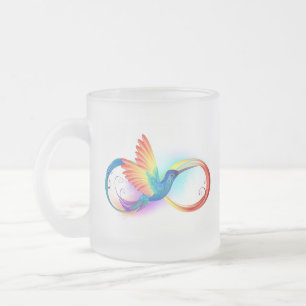 Rainbow Hummingbird mit dem Symbol Unendlichkeit Mattglastasse