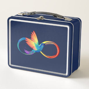 Rainbow Hummingbird mit dem Symbol Unendlichkeit Metall Brotdose