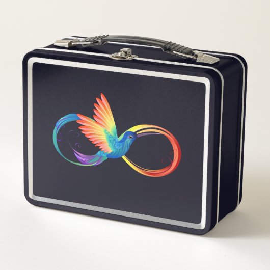 Rainbow Hummingbird mit dem Symbol Unendlichkeit Metall Brotdose (Vorderseite)