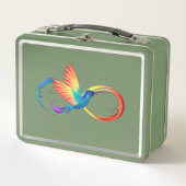 Rainbow Hummingbird mit dem Symbol Unendlichkeit Metall Brotdose (Vorderseite)