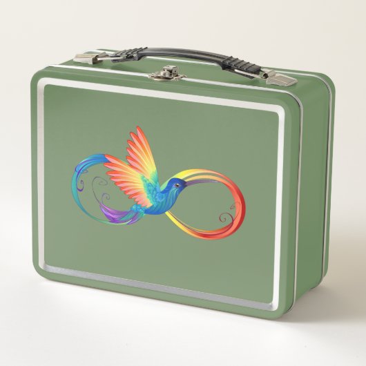 Rainbow Hummingbird mit dem Symbol Unendlichkeit Metall Brotdose (Vorderseite)