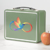 Rainbow Hummingbird mit dem Symbol Unendlichkeit Metall Brotdose (Beispiel)